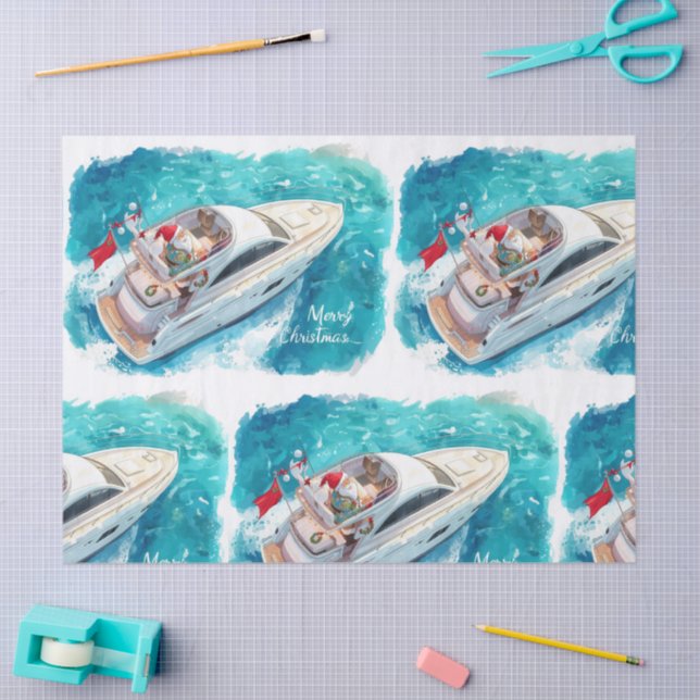 Papier Mousseline Santa Sailing – Tropical Christmas by the Sea (Artisanat)