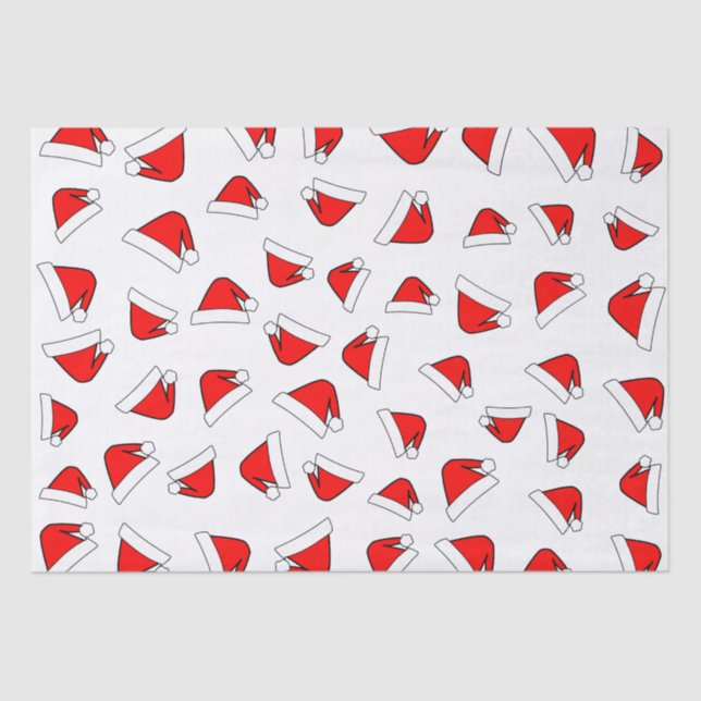 Papier Mousseline Santas Casquette Motif Rouge Et Blanc (Recto)