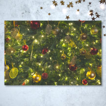 Sapin de Noël décoré vintage rouge vert or