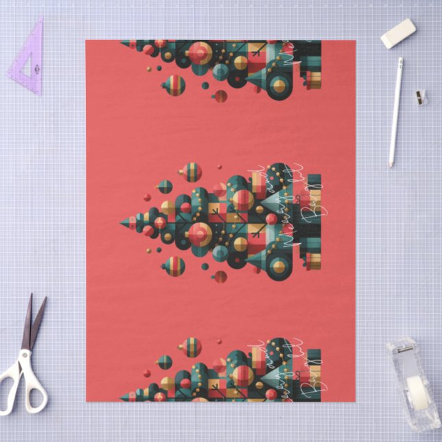 Papier Mousseline Sapin de Noël géométrique (Artisanat)