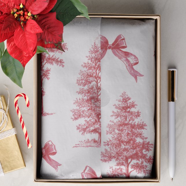 Papier Mousseline Sapin de Noël Rouge Vintage  (Créateur téléchargé)