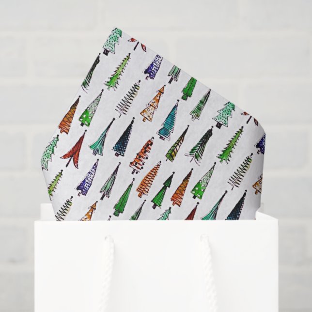 Papier Mousseline sapins de Noël  (Sac cadeau)
