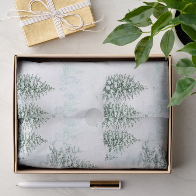 Papier Mousseline Sapins de Noël Hiver   (Cadeau)