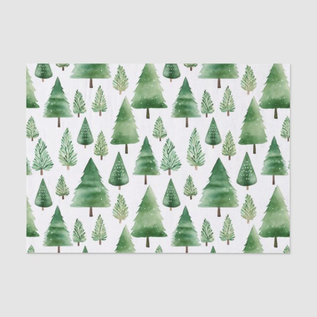 Papier Mousseline Sapins de Noël verts (Recto)