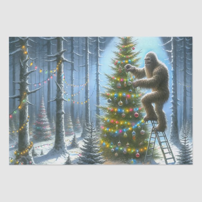 Papier Mousseline Sasquatch Décorer les arbres de Noël Drôle (Recto)