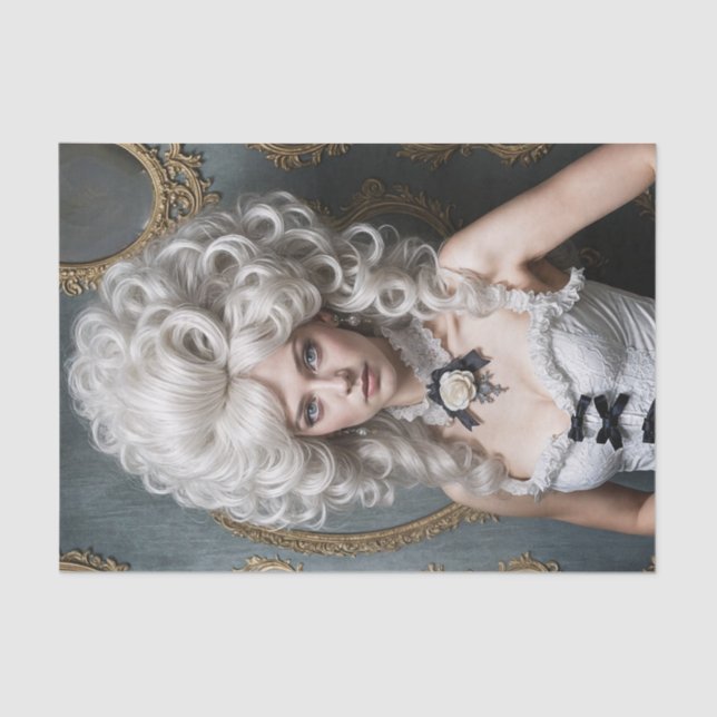 Papier Mousseline Sassy Rococo Lady Decoupage | Élégance vintage (Recto)