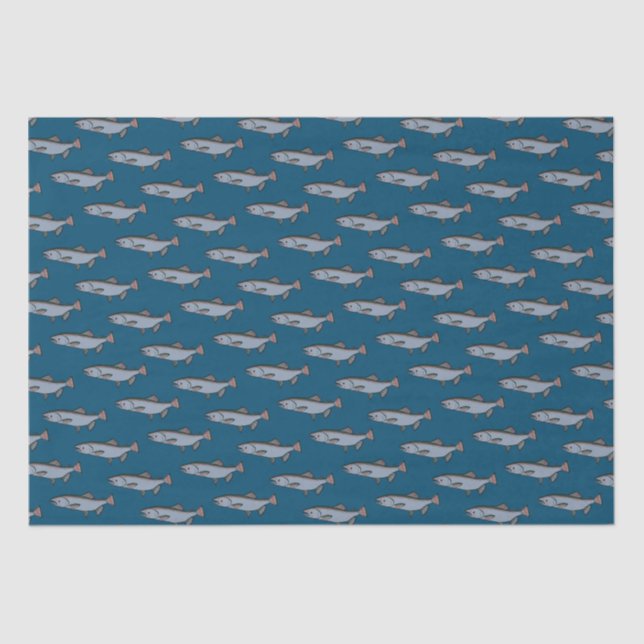 Papier Mousseline Saumon Motif de natation PNW Pêche Poisson envelop (Recto)