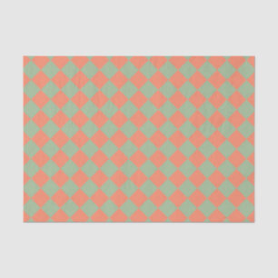 Papier Mousseline Saumon vert olive rose Checker Motif diamant