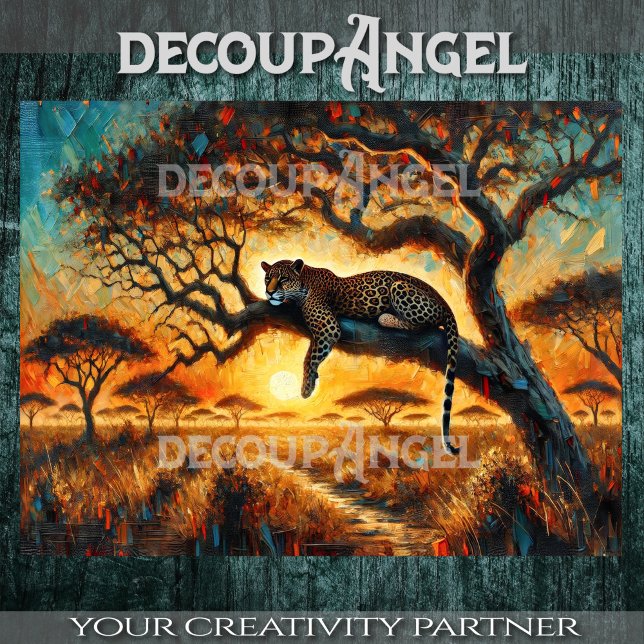 Papier Mousseline Savannah Sunset Jaguar Découpage (Créateur téléchargé)