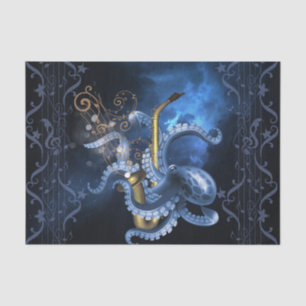 Papier Mousseline Saxophone de musique avec poulpe