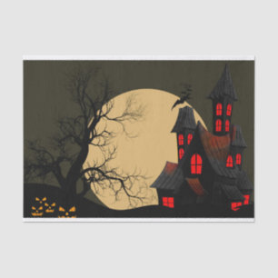 Papier Mousseline Scary Haunted House et pleine lune Halloween