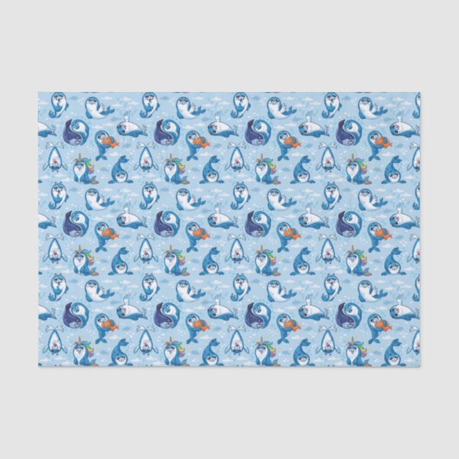 Papier Mousseline Sceaux Bébés Bleus (Recto)