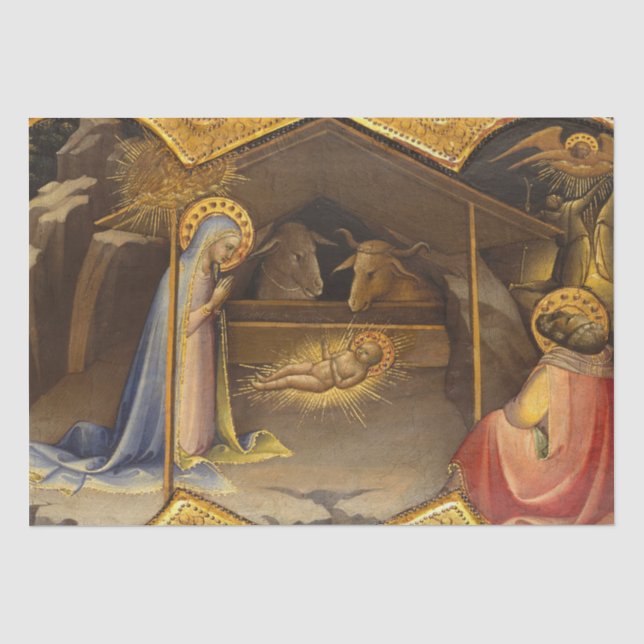 Papier Mousseline Scène de la Nativité en or (Recto)