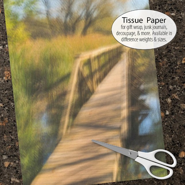 Papier Mousseline Scène De La Promenade Des Terres Humides Au Début  (Tissue paper for gift wrap and decoupage)