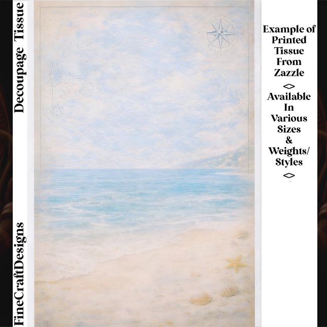 Papier Mousseline Scène de plage côtière Fond Decoupage FG7 (Créateur téléchargé)