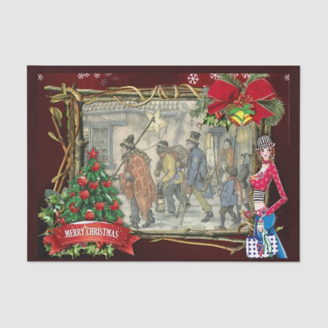 Papier Mousseline Scène de rue dans le Vieux Amsterdam (Recto)