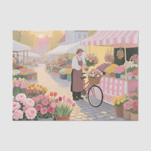 Papier Mousseline Scène de rue Fleur Solaire