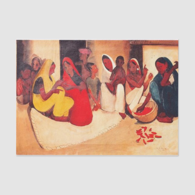 Papier Mousseline Scène de village par Amrita Sher-Gil (Recto)