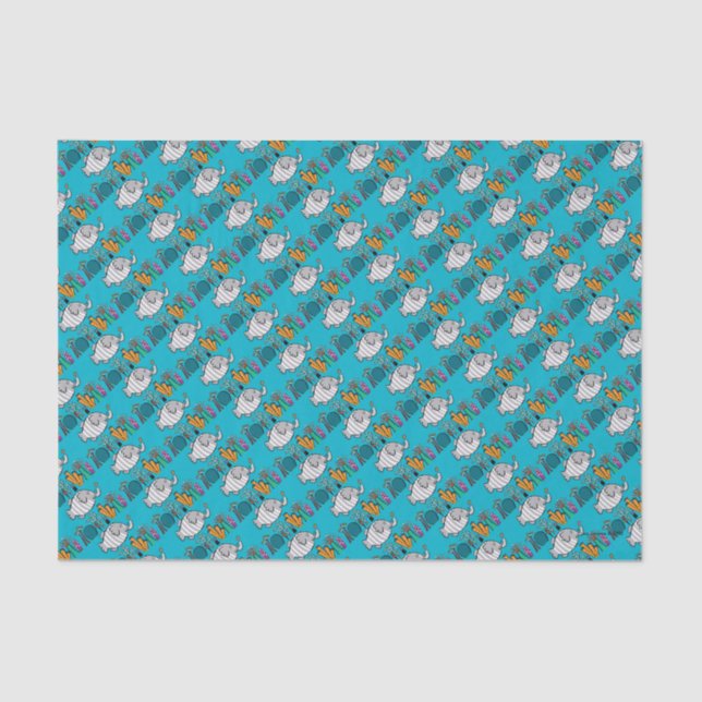 Papier Mousseline Scène mignonne de poissons d'éléphant avec le (Recto)