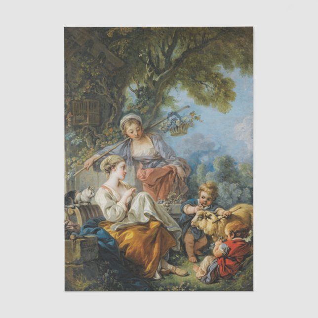 Papier Mousseline Scène pastorale de Francis Boucher (Recto)