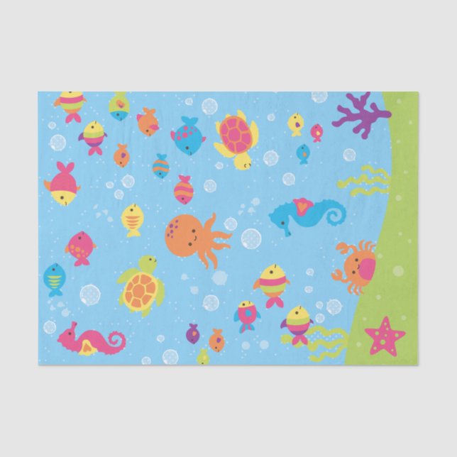 Papier Mousseline Scène sous-marine mignonne (Recto)