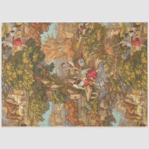 Papier Mousseline Scène vintage de pays pastorale rustique