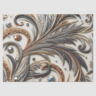 Papier Mousseline Schéma floral brillant avec pierre de gemme