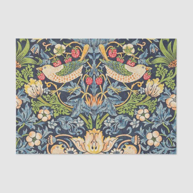 Papier Mousseline Schéma floral William Morris Strawberry Thief (Recto)