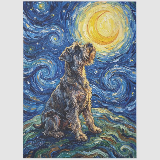 Papier Mousseline Schnauzer Starry Night Decoupage (Recto)