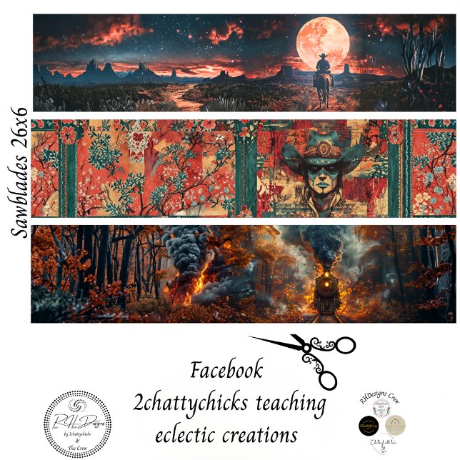 Papier Mousseline Scie à main Decoupage 26x6" Designs Western  (Créateur téléchargé)