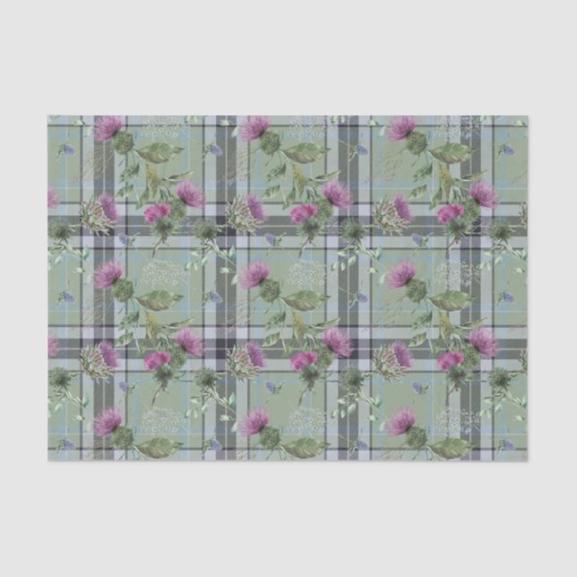 Papier Mousseline Scottish Floral et Tartan Series Design 15 (Recto)