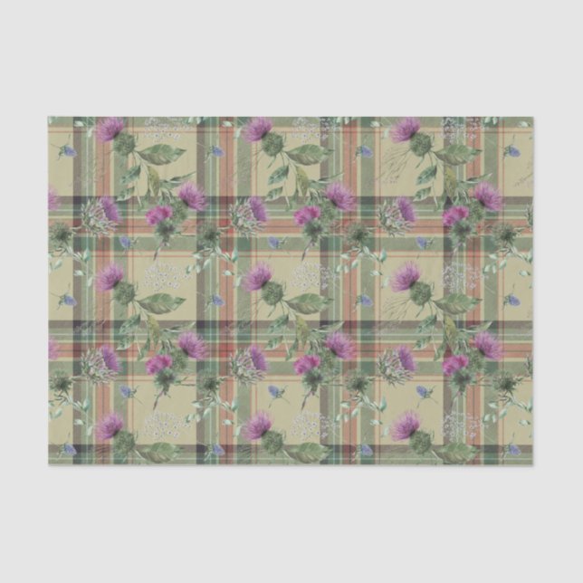 Papier Mousseline Scottish Floral et Tartan Series Design 16 (Recto)