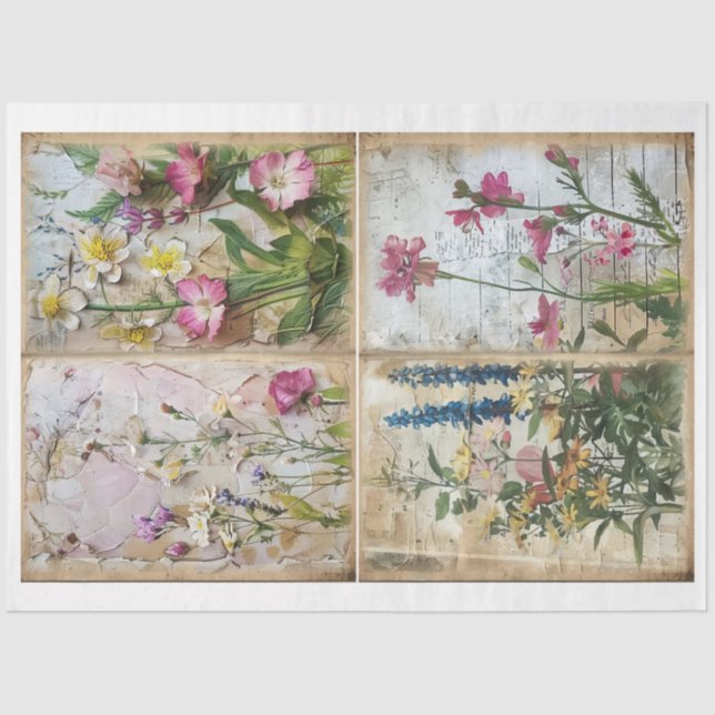 Papier Mousseline Scrapbook Journal de junk d'artisanat Floral Arriè (Recto)