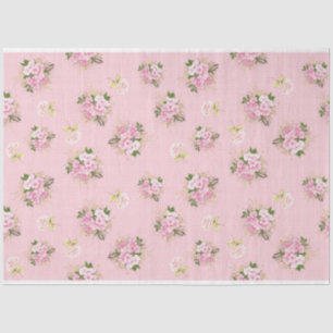 Papier Mousseline Scrappante rose Floral Series Design 7