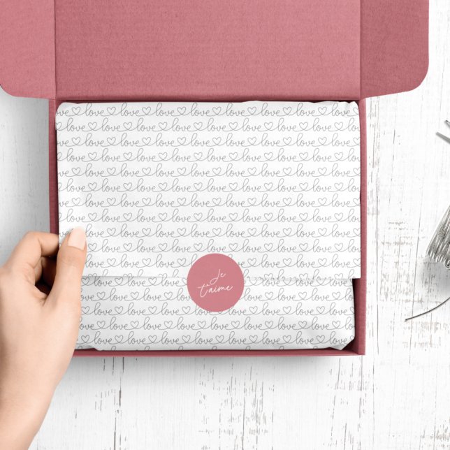 Papier Mousseline Scribble Love | Noir et blanc (Créateur téléchargé)