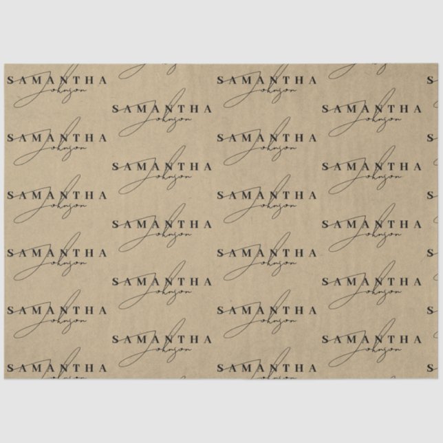 Papier Mousseline Script de signature Brown Rustique Kraft (Recto)