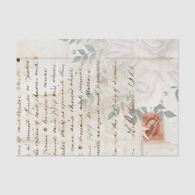 Papier Mousseline Script floral vintage (Recto)
