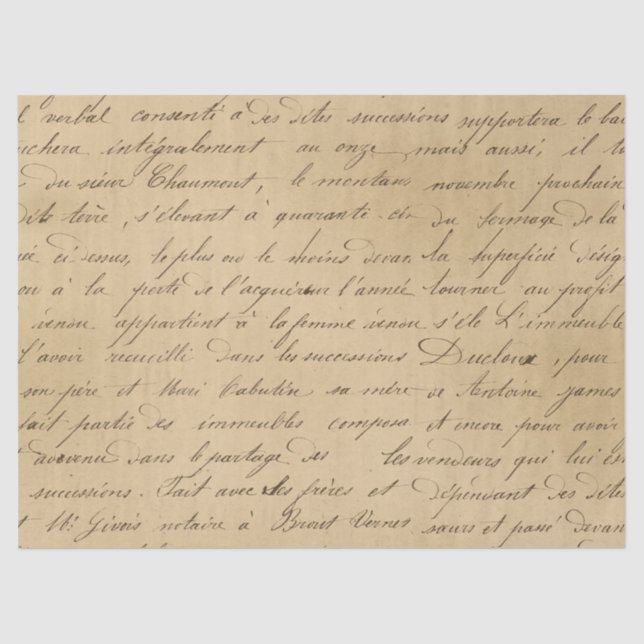 Papier Mousseline Script noir sur la page de découpage Tan (Recto)