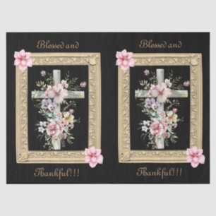 Papier Mousseline Script vintage de croix de fleurs encadrées