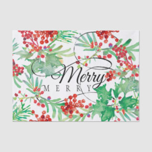 Papier Mousseline Scripts Holly Red Green Merry