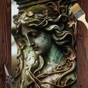 Papier Mousseline Sculpture d'ange dénudée Patina Découpage