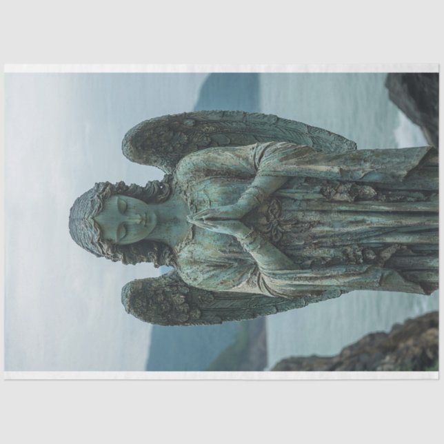 Papier Mousseline Sculpture d'ange recouverte de Patina Decoupage (Recto)