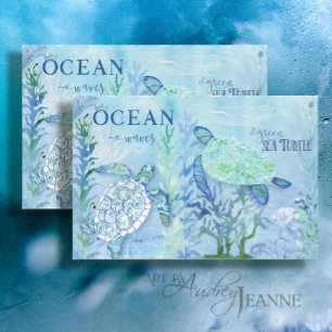 Papier Mousseline Sea Turtle Beach Ocean Sand Blue Decoupage