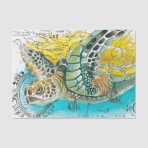 Papier Mousseline Sea Turtle Watercolor