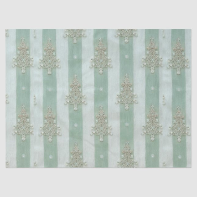 Papier Mousseline Seafoam Stiped Velvet-Look Diamond Trees (Recto)