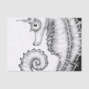 Papier Mousseline Seahorse Ink Black and White