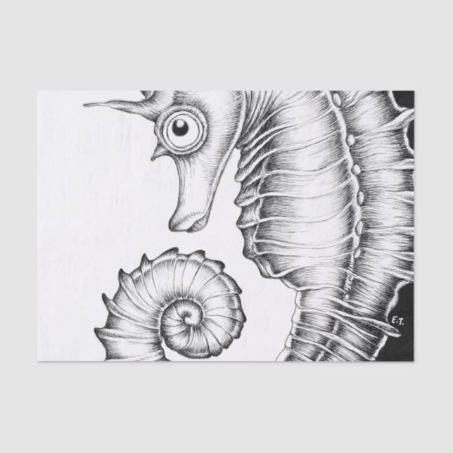 Papier Mousseline Seahorse Ink Black and White (Recto)