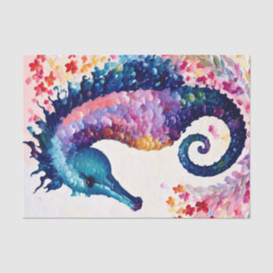 Papier Mousseline Seahorse Rainbow Floral Art