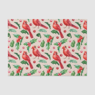 Papier Mousseline Seamless pattern red cardinal birds