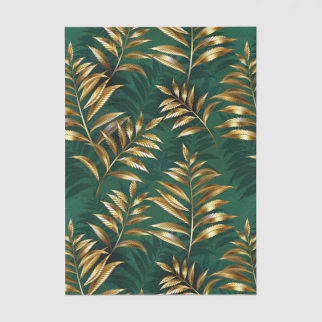 Papier Mousseline Seamless pattern with golden ferns (Recto)